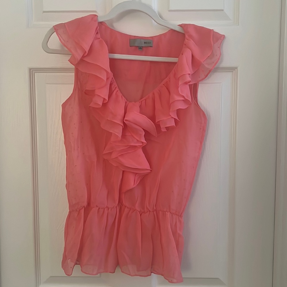Heed XS pink flounce dot blouse
